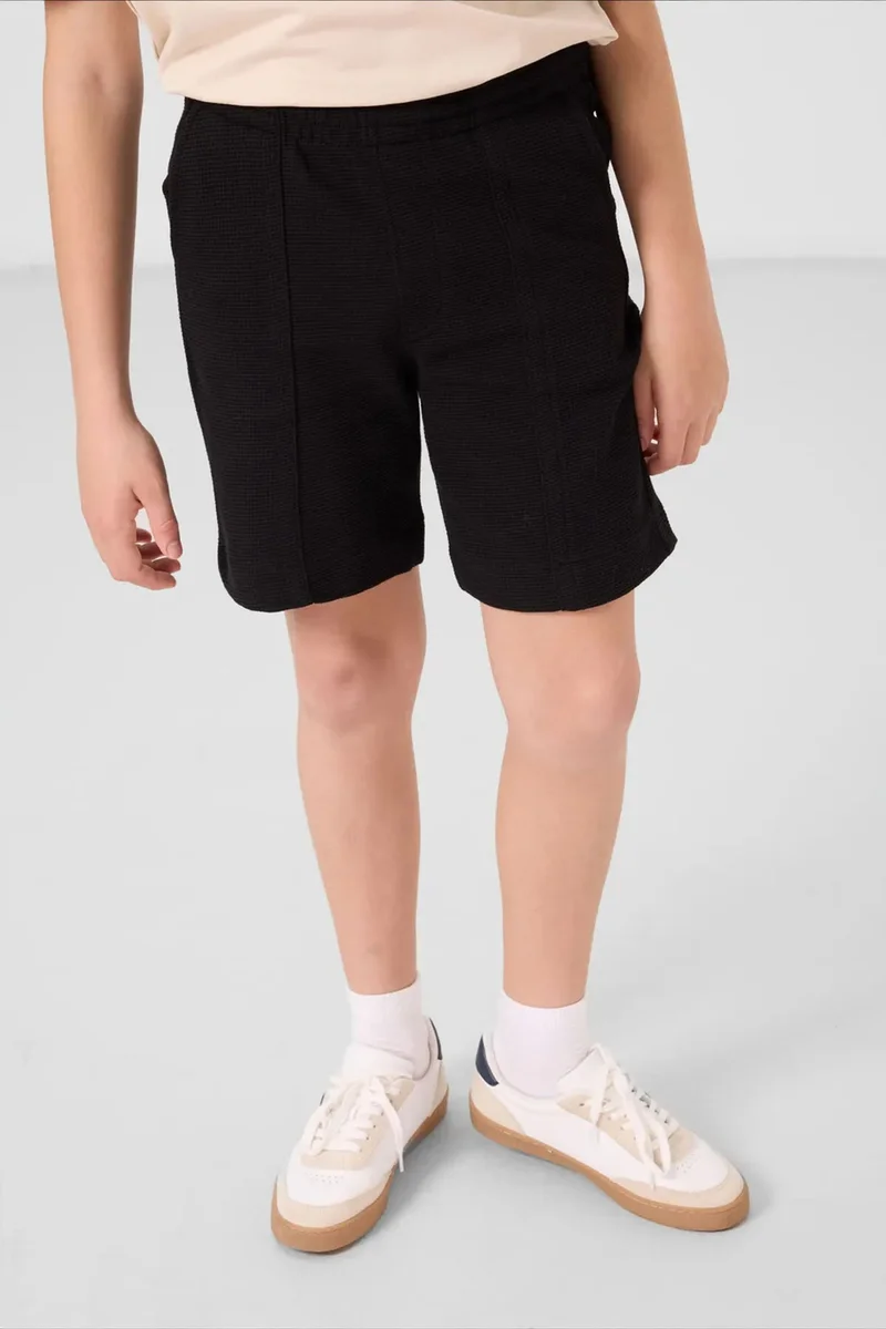 Tommylife Black TOMMY Youth Cotton-Blend Shorts for Men | Best Price UAE