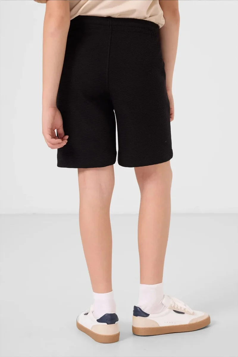 Tommylife Black TOMMY Youth Cotton-Blend Shorts for Men | Best Price UAE