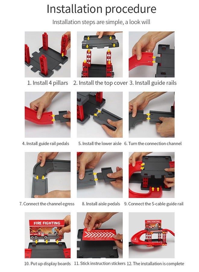 Rail engineering car toys Splicing track engineering vehicle toys Double layer track parking toy Engineering rail car Rail parking lot Boy toy car set - Image 5