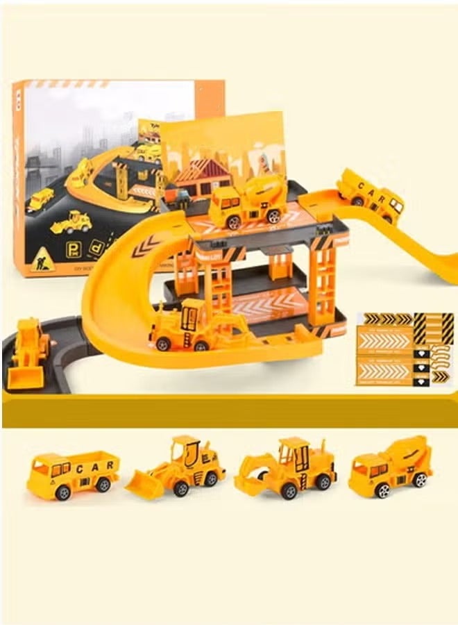 Rail engineering car toys Splicing track engineering vehicle toys Double layer track parking toy Engineering rail car Rail parking lot Boy toy car set - Image 4
