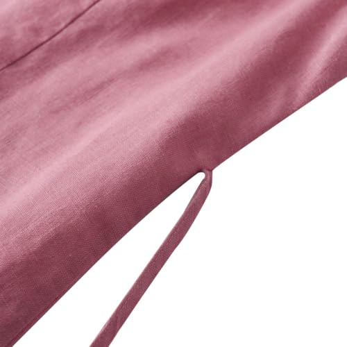 Amazhiyu Women's 100% Linen Sleeveless Button Down Mini Summer Tank Dresses Rose Pink, Medium - Image 5