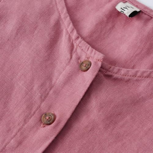 Amazhiyu Women's 100% Linen Sleeveless Button Down Mini Summer Tank Dresses Rose Pink, Medium - Image 4