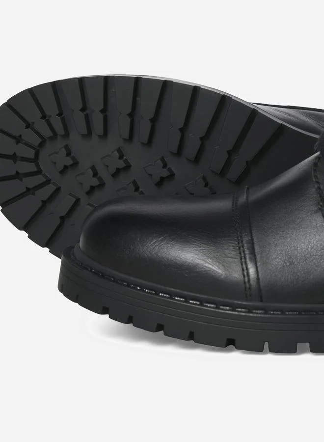 JACK & JONES Jack & Jones Solid Lace and Zip Detail Leather Boots
