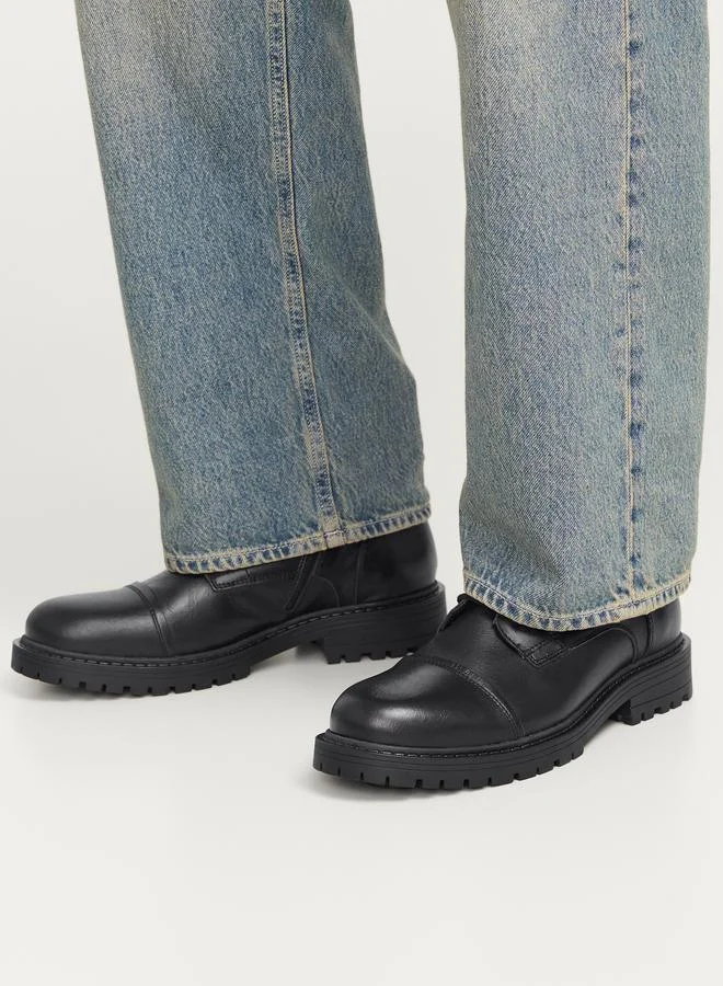 JACK & JONES Jack & Jones Solid Lace and Zip Detail Leather Boots