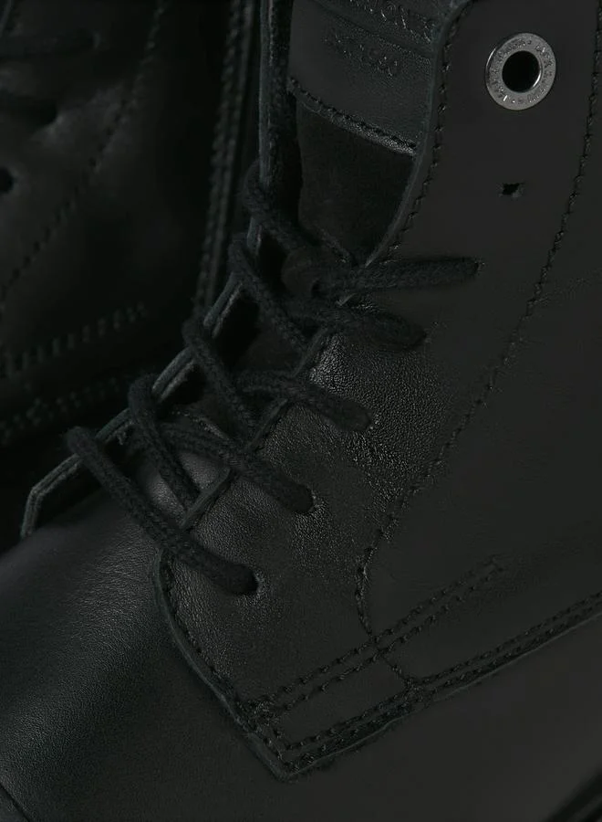 JACK & JONES Jack & Jones Solid Lace and Zip Detail Leather Boots