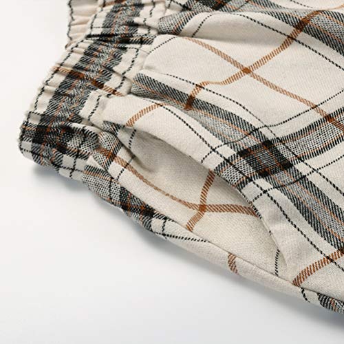 IDEALSANXUN Women’s Plaid Skirt Elastic Waist A-line Midi Pleated Skirts (X-Small, Beige D39) - Image 5
