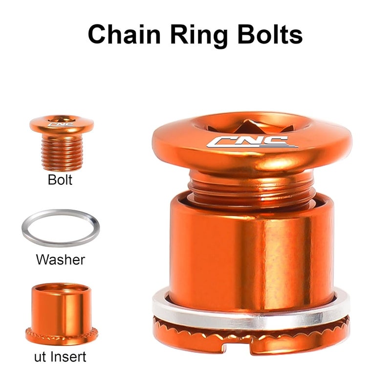 Chooee Double Chainring Bolts,M8 Steel Chain Ring Bolts Set Orange - Image 4