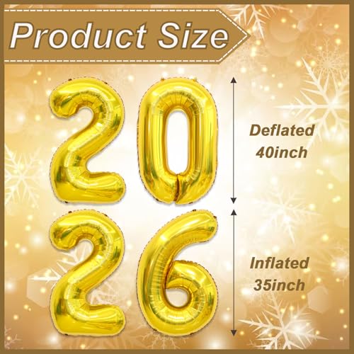 YOUDICT 2026 Balloons Gold Number Balloons 40 Inch New Years Balloons for 2026 New Years Graduation Decorations Home Office Decoration - Image 5