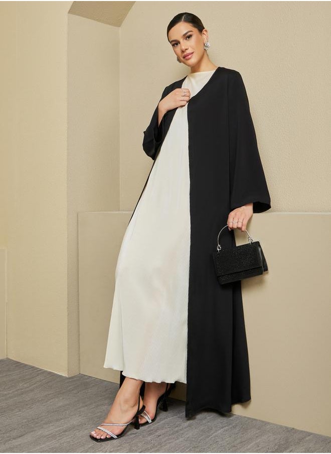 Styli Regular Fit Front Open Crepe Abaya  - Image 1