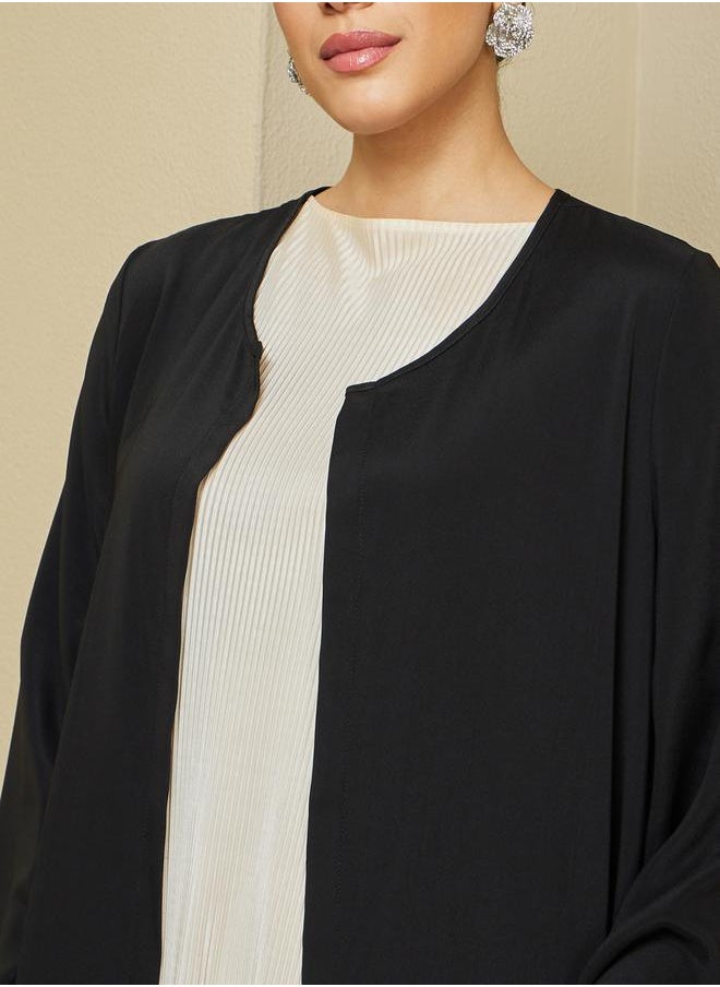 Styli Regular Fit Front Open Crepe Abaya  - Image 5