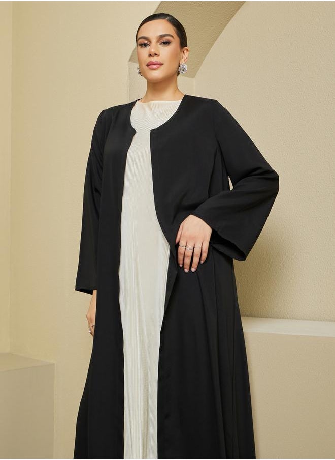 Styli Regular Fit Front Open Crepe Abaya  - Image 3