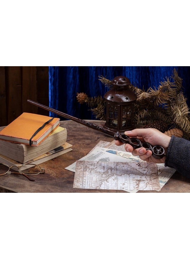 عصا ساحرة خشبية منحوتة يدويًا/عصا ساحرة من الخشب الحقيقي مقاس 15 بوصة للساحرات/هدية سحرية للهالوين وعيد الميلاد وحفلات أعياد الميلاد/نجمة عصا خشبية (S5) - Image 2