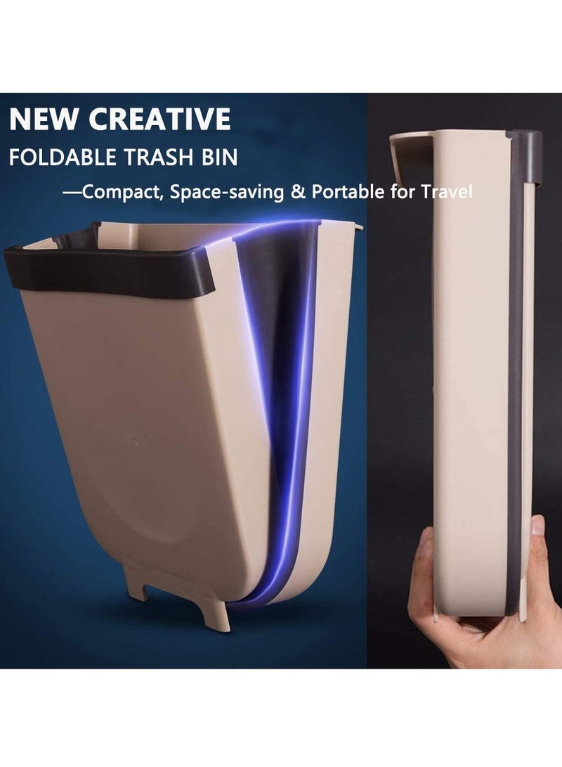 Hanging Collapsible Trash Can - 9L Wall Mounted Foldable Waste Bin for Kitchen Cabinet Door - Quickly Clean Counter Sink Bathroom - RV Car Camping Folding Garbage Basket - Image 5