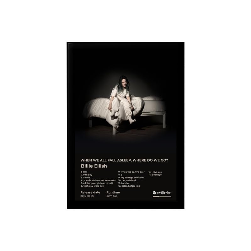 BLINKART BLINKART Billie Eilish WHEN WE ALL FALL ASLEEPWHERE DO WE GOPopular Music Album Hanging Wall13x10inch Decoration Home Bedroom Living Room Aesthetics Artworks Spotify Song Link QR Code Photo Frame  - Image 1