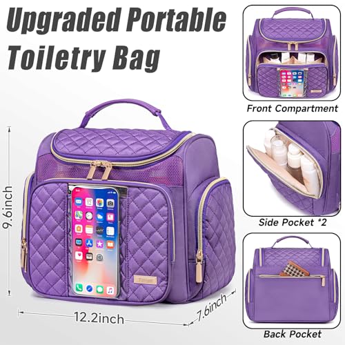 Tealari Large Toiletry Bag for Women Men,Bathroom Bag,Water Resistant Shower Bag,Makeup Bag,Portable Shower Caddy for College Dorm,Hanging Travel Toiletry Bag with Transparent Waterproof Phone Pocket - Image 4