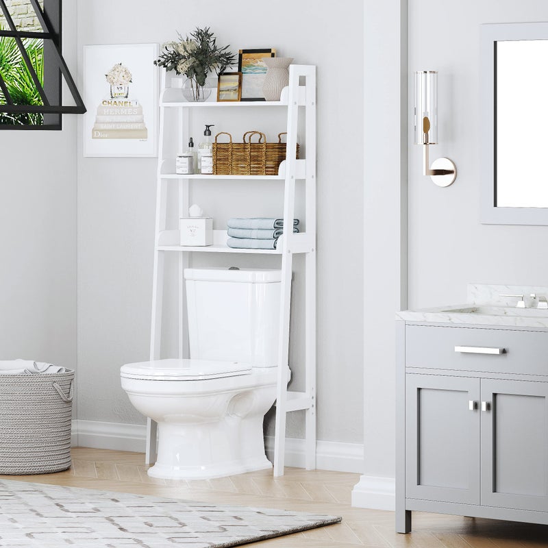 UTEX Over The Toilet Storage Shelf, 3-Tier Over Toilet Bathroom Organizer, Above Toilet Shelves Rack (White) - Image 4