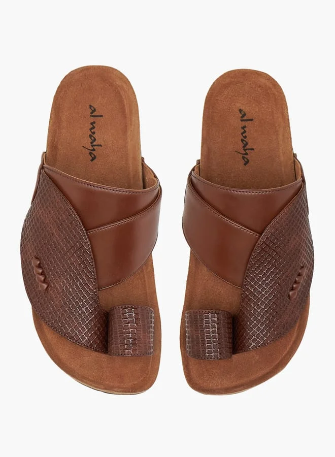 Al Waha Boys Textured Slip-On Arabic Sandals with Toe Loop