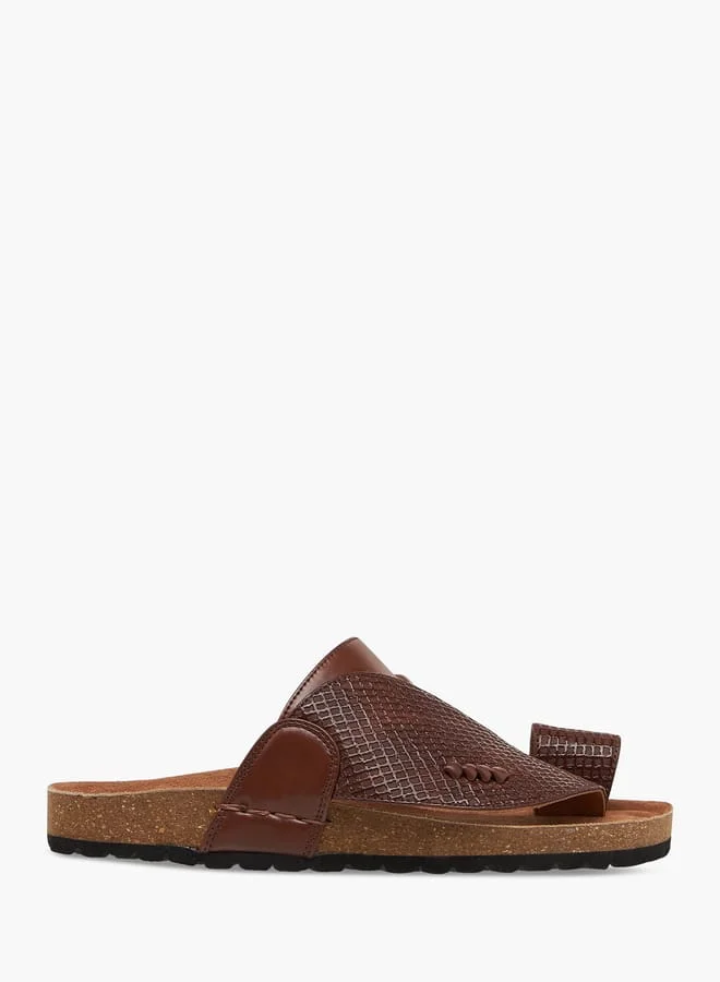 Al Waha Boys Textured Slip-On Arabic Sandals with Toe Loop
