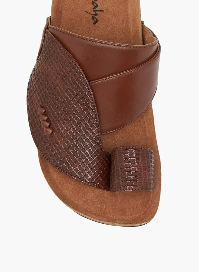 Al Waha Boys Textured Slip-On Arabic Sandals with Toe Loop
