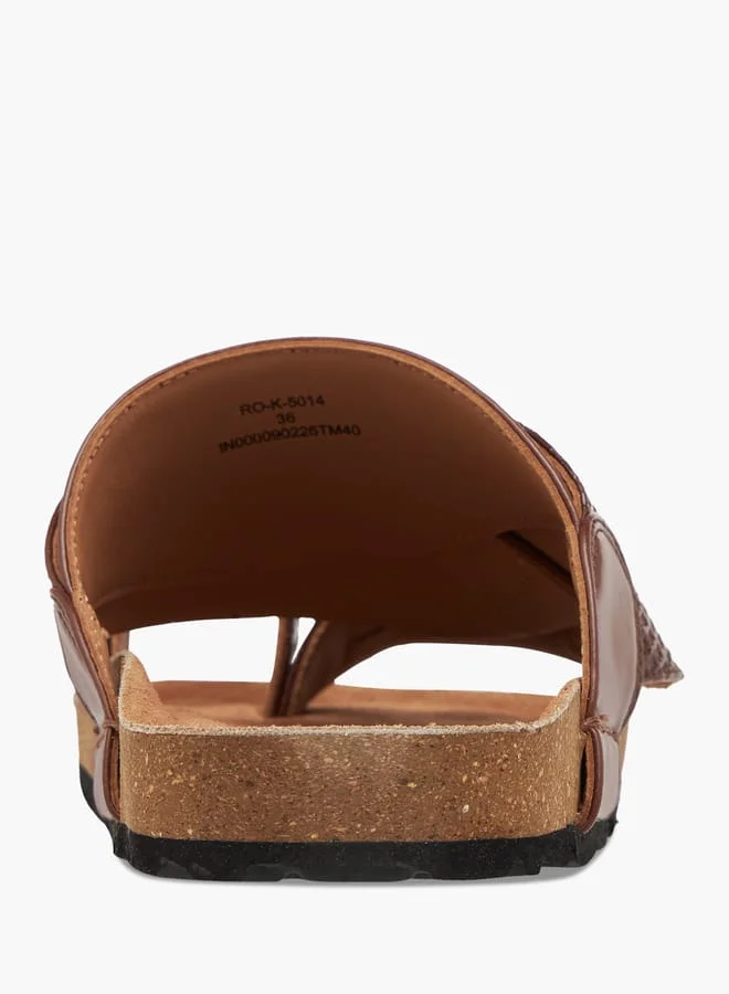 Al Waha Boys Textured Slip-On Arabic Sandals with Toe Loop