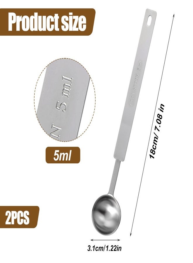 oruola ملعقتان قياس من أورولا، سعة كل منهما ملعقة صغيرة (5 مل)، بمقبض طويل، مصنوعة من الفولاذ المقاوم للصدأ، لقياس دقيق للمكونات السائلة والجافة، والقهوة المطحونة، للطبخ والخبز. - Image 3