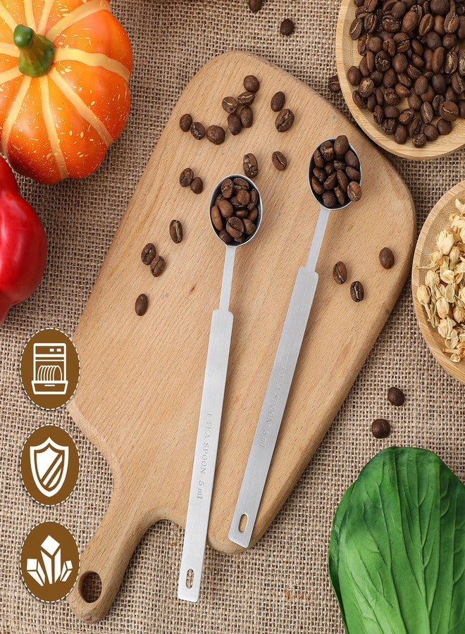 oruola ملعقتان قياس من أورولا، سعة كل منهما ملعقة صغيرة (5 مل)، بمقبض طويل، مصنوعة من الفولاذ المقاوم للصدأ، لقياس دقيق للمكونات السائلة والجافة، والقهوة المطحونة، للطبخ والخبز. - Image 5