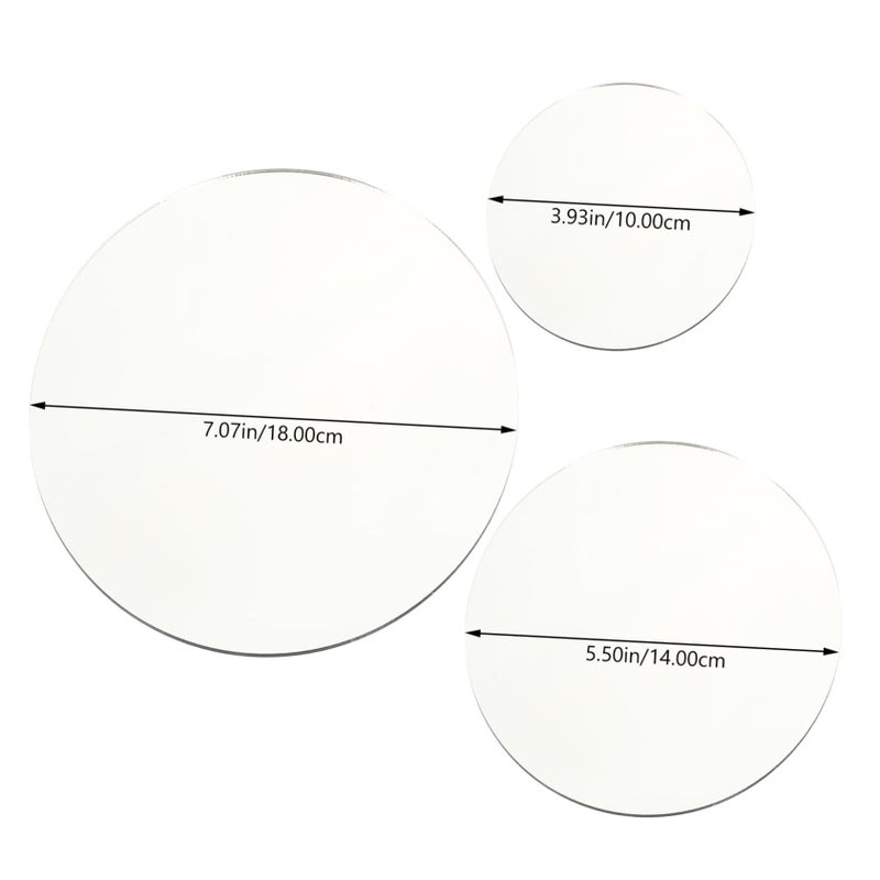 Acrylic Reflective Mirror Board 3pcs Round Photo Prop Decor - Image 3