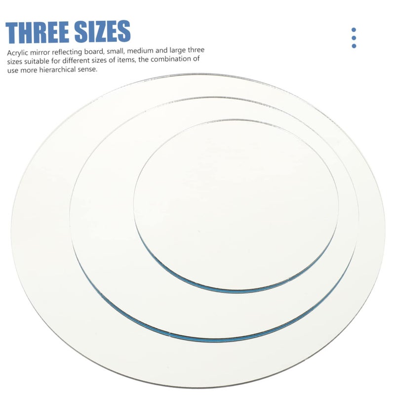 Acrylic Reflective Mirror Board 3pcs Round Photo Prop Decor - Image 4