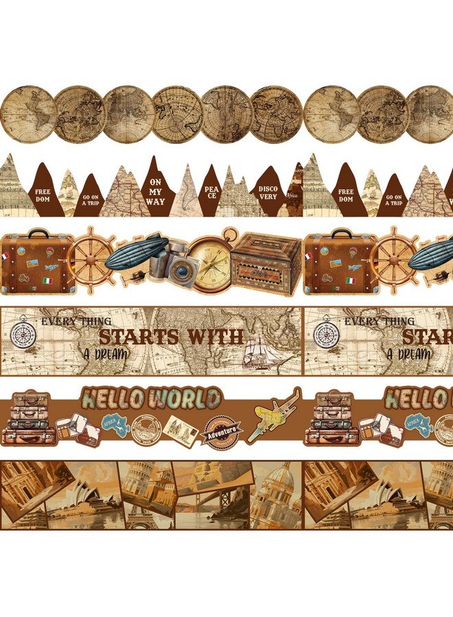 Whaline 59Ft Let'S Explore World Bulletin Board Border Travel The Map Voyage Self-Adhesive Border Trim Let The Adventure Begin Border Sticker Decal For Back To School Vintage Classroom Decor - Image 1