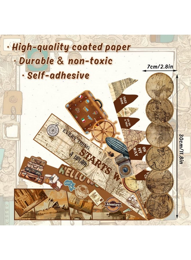 Whaline 59Ft Let'S Explore World Bulletin Board Border Travel The Map Voyage Self-Adhesive Border Trim Let The Adventure Begin Border Sticker Decal For Back To School Vintage Classroom Decor - Image 2