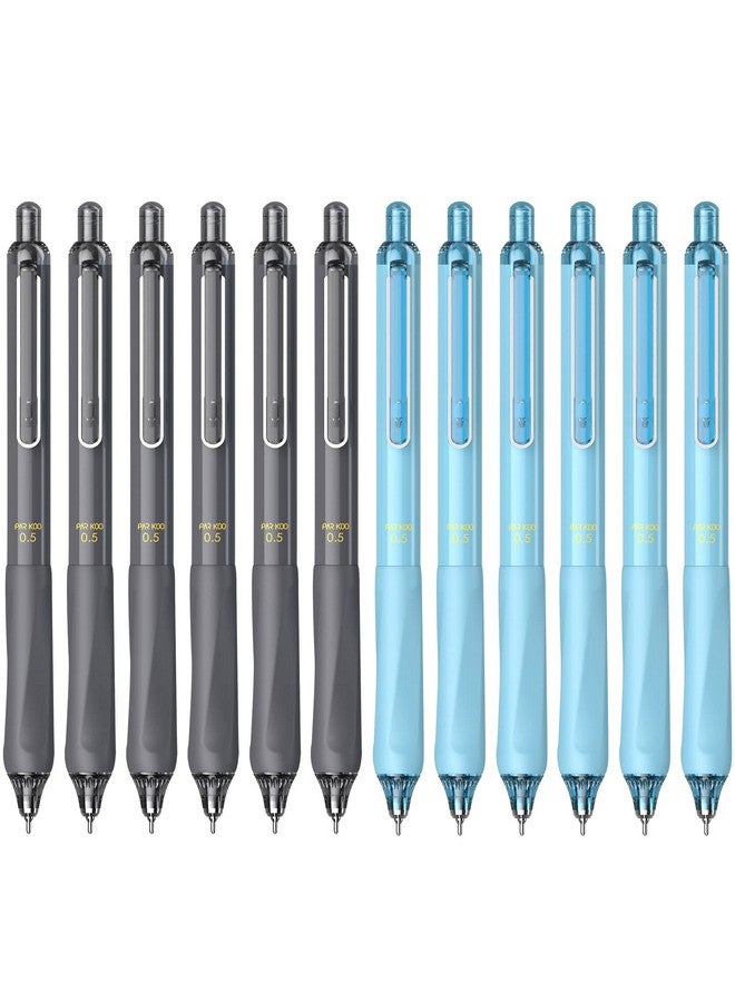 ParKoo Gel Pens Quick Dry Ink Fine Point 0.5Mm, Retractable Rolling Ball 6 Black/6 Blue Ink Pen, Click Silent Pens Set For Journaling Notetaking Drawing Sketching Smooth Writing Non Bleed 12Pcs - Image 1