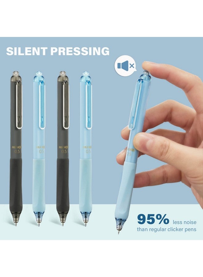 ParKoo Gel Pens Quick Dry Ink Fine Point 0.5Mm, Retractable Rolling Ball 6 Black/6 Blue Ink Pen, Click Silent Pens Set For Journaling Notetaking Drawing Sketching Smooth Writing Non Bleed 12Pcs - Image 2