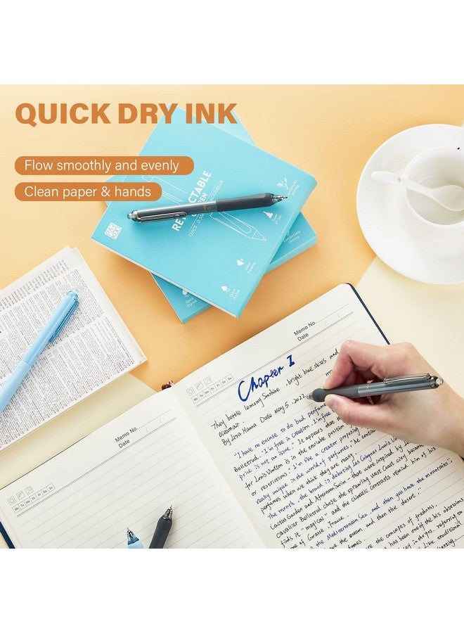 ParKoo Gel Pens Quick Dry Ink Fine Point 0.5Mm, Retractable Rolling Ball 6 Black/6 Blue Ink Pen, Click Silent Pens Set For Journaling Notetaking Drawing Sketching Smooth Writing Non Bleed 12Pcs - Image 4