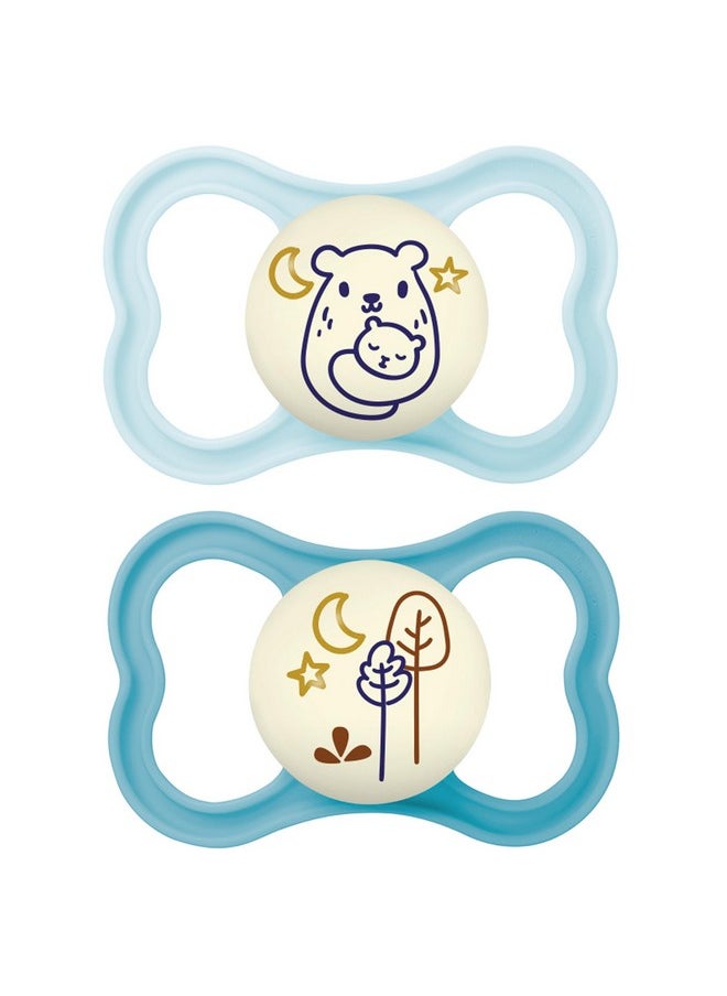 MAM Mam Air Night Pacifiers (1 Sterilizing Pacifier Case) Mam Sensitive Skin Pacifier 6+ Months Glow In The Dark Pacifier Best Pacifier For Breastfed Babies Baby Boy Pacifiers 6 16 2 Ct (Pack Of 1)  - Image 1