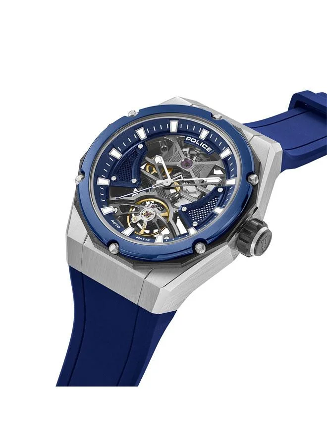 POLICE Dayton Black Dial Blue Silicone Strap Automatic Watch for Men - 45mm