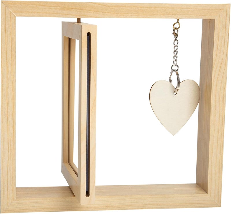 Rotating Wooden Picture Frame 6 Inch Double-sided Floating Photo Frame for Grandpa Memorial Tabletop Display - Image 1