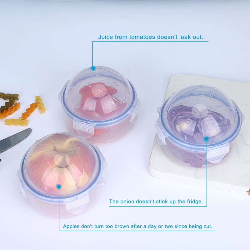 JUXYES Small Fruit and Vegetable Storage Containers With Lid  Plastic Onion Storage Keeper Containers for Fridge  Portable Fruit And Vegetable Savers Storage Containers for Onion Tomato Lemon Apple - Image 5
