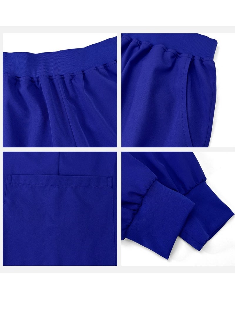 Loquat Womens Fashion Medical Uniform Scrubs 2 Piece Set Top and Jogger Pants Suit Royal Blue - Image 3