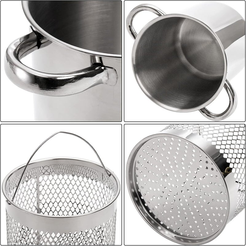AVLA Asparagus Pot, 4 Quart Stainless Steel Steamer Cooker, Vegetable Asparagus Cooker with Removable Basket and Lid for Pasta, Spaghetti, Boiled Eggs, Shrimp, Oil Deep Fry Pan for French Fries - Image 3