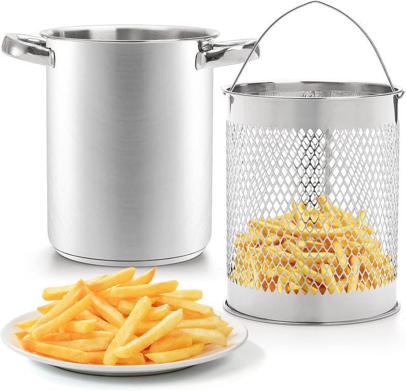 AVLA Asparagus Pot, 4 Quart Stainless Steel Steamer Cooker, Vegetable Asparagus Cooker with Removable Basket and Lid for Pasta, Spaghetti, Boiled Eggs, Shrimp, Oil Deep Fry Pan for French Fries - Image 5