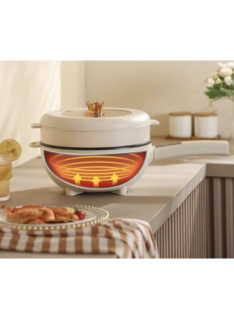 3L Multi-function Electric Stir-fry Meal Wok Non-Stick Frying Pan Food Steamer Smart Smoke-free Hot Pot Stew Cooking Heater - Image 4