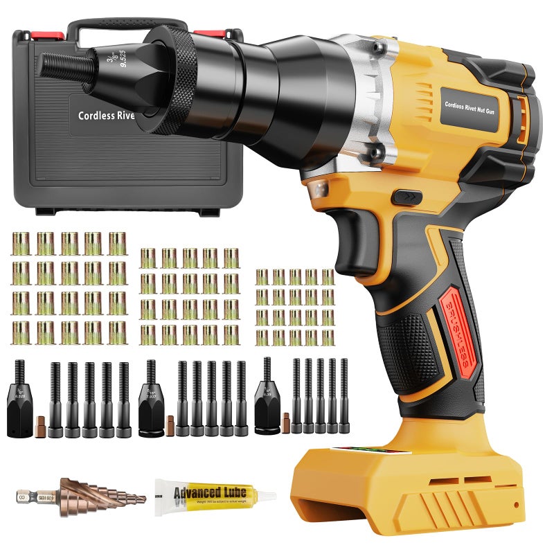 CAMXTOOL Cordless Rivet Nut Gun for Dewalt 20V Max Battery, Electric Rivet Nut Tool with 1/4", 5/16", 3/8" Nut Head, Portable Battery Powered Rivetnut Tool, Auto Mode & Memory Mode, Tool Only - Image 1
