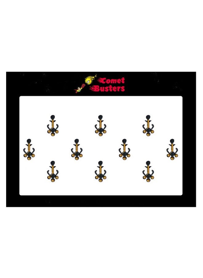 Comet Busters Black Bindi With Gold Beads (BIN752) - Image 3