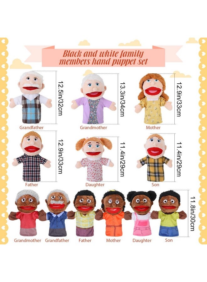 Shappy 12 Pcs Family Hand Puppets 12 Inch Plush Hand Puppet Toys Grandparents Mom Dad Son Daughter Family Members Hand Puppets with Movable Mouth for Girls Boys Storytelling Role Play School Teaching - Image 2