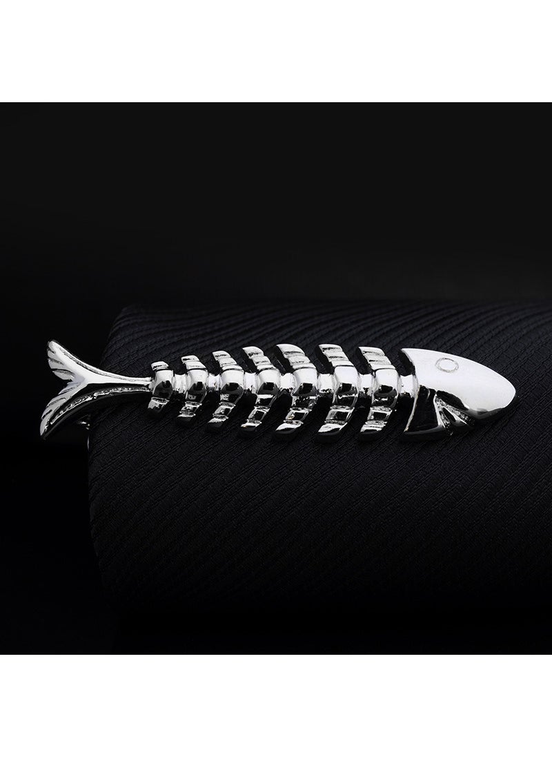 Generic Creative Gold Tie Clip Elegant Accessory for Men J0118 silver fishbone 