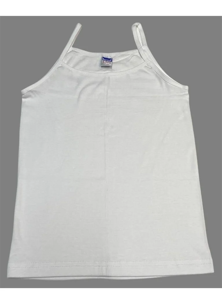 Berrak Girls Plain White Thin Strap Single Undershirt