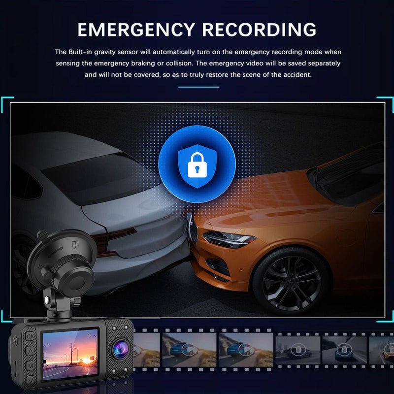 SHOTTO كاميرا مراقبة مزدوجة 1080P أمامية 720P خلفية شاشة IPS بحجم 2 بوصة مراقبة ليلية وركن مع بطاقة 32 جيجابايت - Image 3