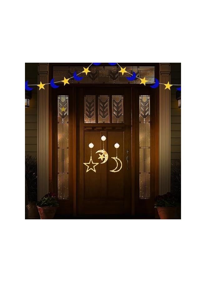 The Bros 3-Pack Ramadan Eid LED String Lights - Battery-Powered Moon & Star Window Hanging Decor with Suction Cups for Indoor/Outdoor Use  - Image 5