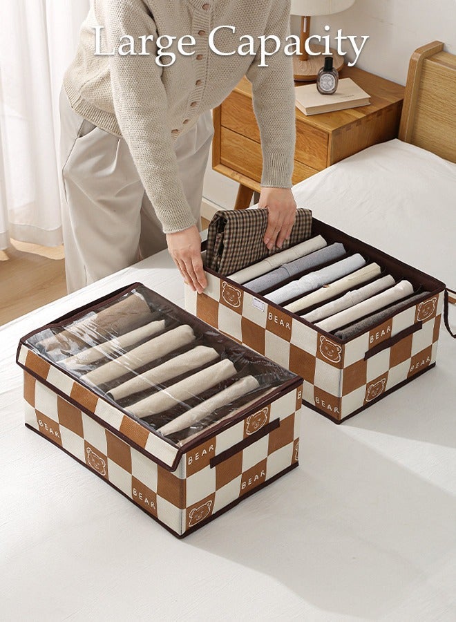DUNISO 3PCS Wardrobe Clothes Organizer with Portable Handle Dust Cover Large Capacity Closet Storage Organizer for Clothes Jeans Washable Closet Storage Boxes Cube Storage Bin for Home Bedroom Office - Image 5
