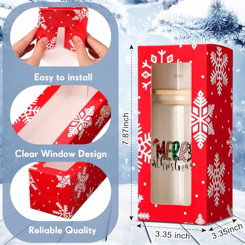 Honoson 24 Pcs Gift Boxes with Ribbon for Sublimation Glass Cup Tumbler Gift Box with Window for 12oz 16oz 20oz Drinking Glasses Jars Exhibition Display Sublimation Tumbler Classic Style - Image 3